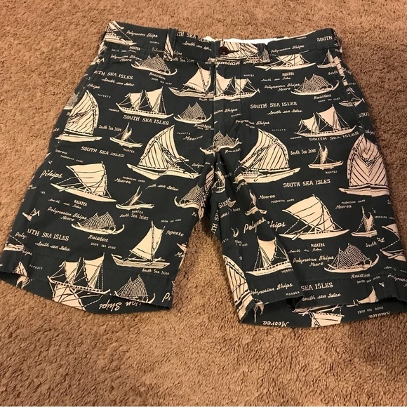 J. Crew Shorts | J Crew Stanton Shorts with great print of Ships - Picture 1 of 4